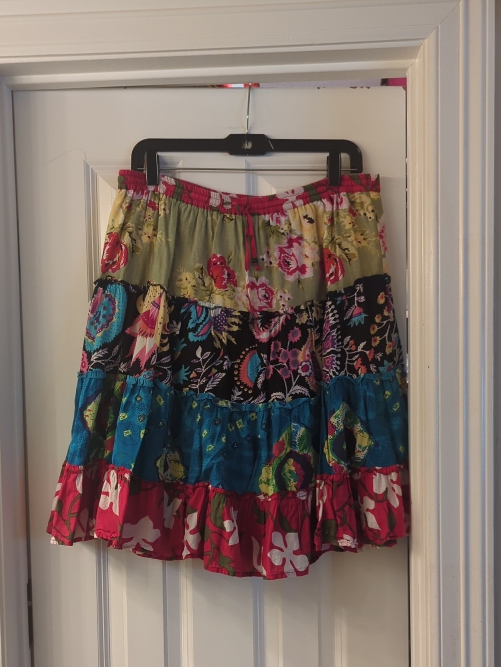 Tiered Floral Patchwork Skirt - Multi
